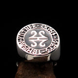 Nicely crafted Men's ancient Viking Runes Ring Black - Sterling Silver - BikeRing4u