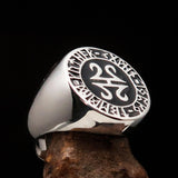 Nicely crafted Men's ancient Viking Runes Ring Black - Sterling Silver - BikeRing4u