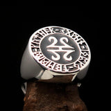 Nicely crafted Men's ancient Viking Runes Ring Black - Sterling Silver - BikeRing4u