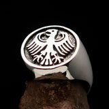 Nicely crafted Men's Seal Ring German Eagle Antiqued - Sterling Silver - BikeRing4u