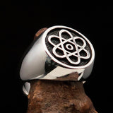 Perfectly crafted Men's Teacher Ring Atom Symbol antiqued - Sterling Silver - BikeRing4u