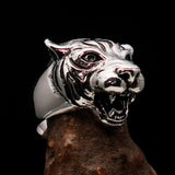 Excellent crafted Sterling Silver Animal Ring Tiger Head - BikeRing4u
