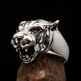 Excellent crafted Sterling Silver Animal Ring Tiger Head - BikeRing4u