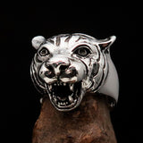 Excellent crafted Sterling Silver Animal Ring Tiger Head - BikeRing4u