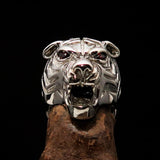 Excellent crafted Men's Predator Ring Tiger red CZ Eyes Sterling Silver 925 - BikeRing4u