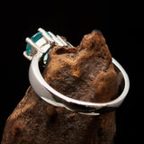 Sterling Silver Ring with Blue Apatite and orange Sapphire - Size 6.5 - BikeRing4u