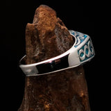 Excellent crafted Men's Medieval Ring Blue Oriental Crest Sterling Silver 925 - BikeRing4u