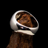 Excellent crafted Men's Socialist Ring red Hammer Sickle - Sterling Silver - BikeRing4u
