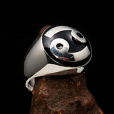 Perfectly crafted domed Men's Zodiac Cancer Ring Black - Sterling Silver - BikeRing4u