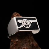 Perfectly crafted Men's Naval Cannon Ring Black - Sterling Silver - BikeRing4u