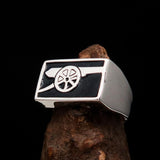Perfectly crafted Men's Naval Cannon Ring Black - Sterling Silver - BikeRing4u