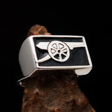 Perfectly crafted Men's Naval Cannon Ring Black - Sterling Silver - BikeRing4u