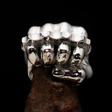 Excellent crafted Sterling Silver Biker Ring Knuckle Duster Fist - BikeRing4u
