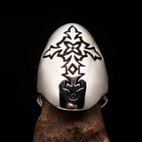 Perfectly crafted Men's Gothic Cross Ring Antiqued - Sterling Silver - BikeRing4u