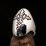 Perfectly crafted Men's Gothic Cross Ring Antiqued - Sterling Silver - BikeRing4u