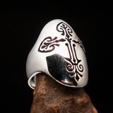 Perfectly crafted Men's Coptic Cross Ring Antiqued - Sterling Silver - BikeRing4u