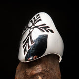 Perfectly crafted Men's Saint Lorenz Cross Ring antiqued - Sterling Silver - BikeRing4u