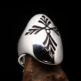 Perfectly crafted Men's Saint Lorenz Cross Ring antiqued - Sterling Silver - BikeRing4u