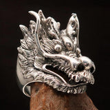Excellent crafted Men's Animal Ring Male Dragon Sterling Silver 925 - BikeRing4u