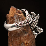 Excellent crafted Men's Sterling Silver Dragon Ring - BikeRing4u