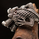 Excellent crafted Men's Sterling Silver Dragon Ring - BikeRing4u