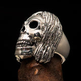 Excellent crafted Men's Sterling Silver Hippie Skull Ring - BikeRing4u