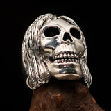 Excellent crafted Men's Sterling Silver Hippie Skull Ring - BikeRing4u