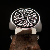 Perfectly crafted Men's Ring Celtic Birgit's Cross antiqued - Sterling Silver - BikeRing4u