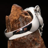 Excellent crafted Sterling Silver Men's Animal Ring Cougar red CZ Eyes - BikeRing4u
