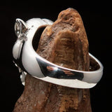 Excellent crafted Sterling Silver Men's Animal Ring Cougar red CZ Eyes - BikeRing4u