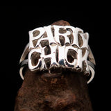 Excellent Crafted Sterling Silver Party Chick Ring - BikeRing4u