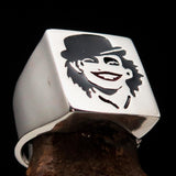 Excellent crafted Men's Joker Ring Black Harlequin - Sterling Silver - BikeRing4u