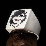 Excellent crafted Men's Joker Ring Black Harlequin - Sterling Silver - BikeRing4u