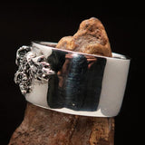 Excellent crafted Men's Sterling Silver Two Dragon Ring - BikeRing4u