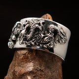 Excellent crafted Men's Sterling Silver Two Dragon Ring - BikeRing4u