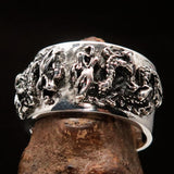 Excellent crafted Men's Sterling Silver Two Dragon Ring - BikeRing4u