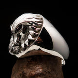 Excellent crafted Sterling Silver Men's Predator Ring Lion red CZ Eyes - BikeRing4u