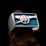 Perfectly crafted Men's Naval Cannon Ring Blue - Sterling Silver - BikeRing4u
