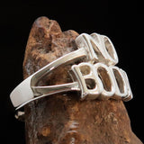 Well made 2 Word Ring NO BODY bold Letters - Sterling Silver - BikeRing4u
