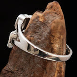 Well made 2 Word Ring NO BODY bold Letters - Sterling Silver - BikeRing4u