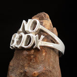Well made 2 Word Ring NO BODY bold Letters - Sterling Silver - BikeRing4u