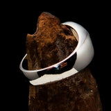 Perfectly domed Men's Solid Line Pentagram Ring Blue - Sterling Silver - BikeRing4u