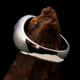 Perfectly domed Men's Solid Line Pentagram Ring Blue - Sterling Silver - BikeRing4u