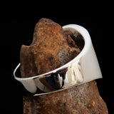 Excellent crafted Men's big red Egyptian Ankh Cross Ring - Sterling Silver - BikeRing4u