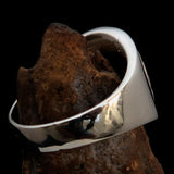 Excellent crafted ancient red Celtic Birgit's Cross Men's Ring - Sterling Silver - BikeRing4u