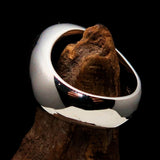 Nicely crafted domed Men's Buddhist Ring red Aum Symbol - Sterling Silver - BikeRing4u