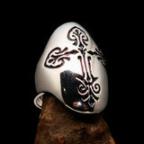 Perfectly crafted Men's Coptic Cross Ring Black - Sterling Silver - BikeRing4u
