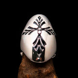 Perfectly crafted Men's Saint Lorenz Cross Ring black - Sterling Silver - BikeRing4u