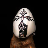 Perfectly crafted Men's Saint Lorenz Cross Ring black - Sterling Silver - BikeRing4u