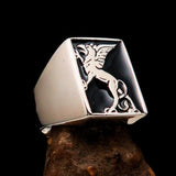 Perfectly crafted Men's Black Griffin Ring Griffon - Sterling Silver - BikeRing4u